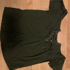 XS American Eagle Olive green off shoulder top